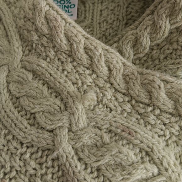 Aran Crafts 100% wool peacoat style sweater, high neck crossover closure XXL - Picture 6 of 11